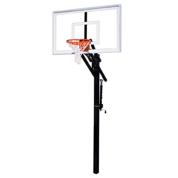 Jam Nitro Steel-Glass In Ground Adjustable Basketball System, Maroon