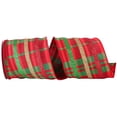 thumbnail image 1 of Jam Paper Christmas Multi-Color Polyester Plaid Stripe Ribbon, 10Yd X 4In, 1/Pack, 1 of 5