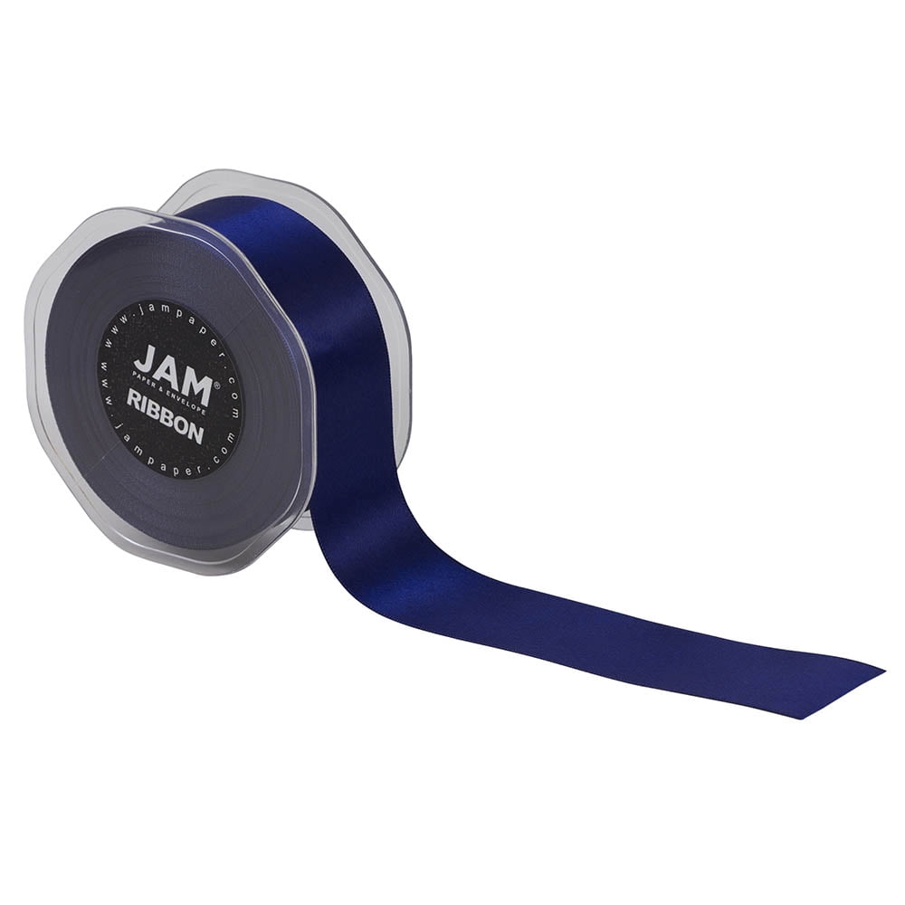 Jam Paper Double Faced Satin Ribbon, 1.5 In X 25 Yds, 1/Pack, Navy Blue