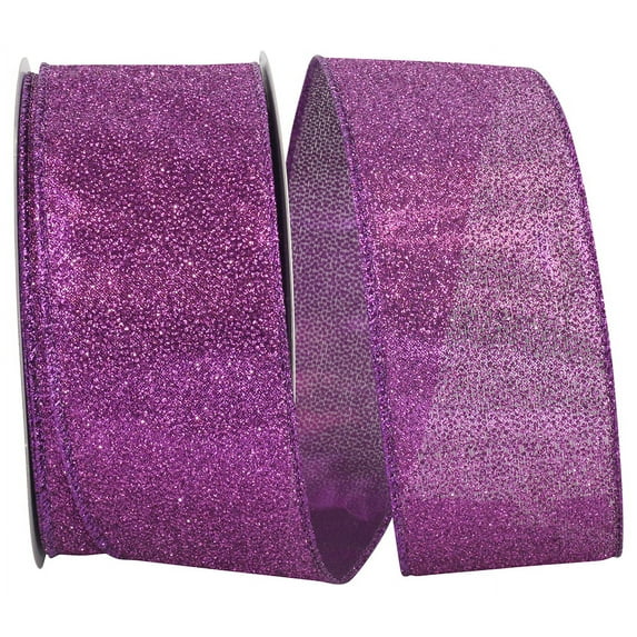 Jam Paper Glitter Christmas Purple Nylon Ribbon, 25Yd X 2.5In, 1/Pack
