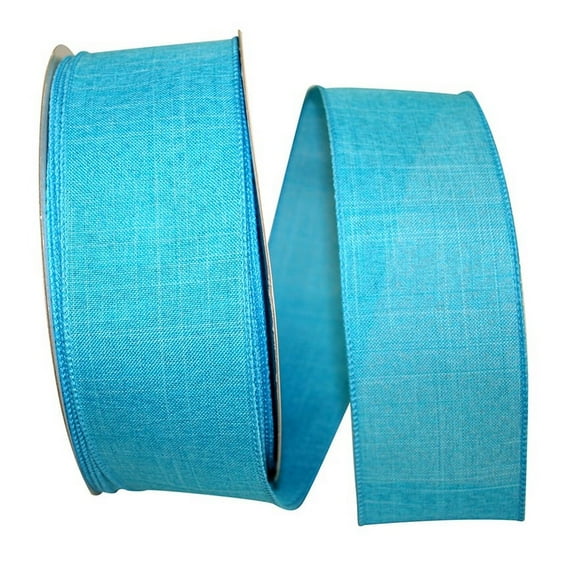 Jam Paper Linen Wired Ribbon, 2 1/2 Inches X 50 Yards, Turquoise, 1/Pack