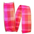 thumbnail image 1 of Jam Paper Plaid Ribbon, 1.5 In X 50 Yards, 2/Pack, Pink And Orange, 1 of 2