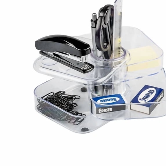 Jam Paper Plastic Swivel Desk Organizer Supply Set Clear (So102Cl)