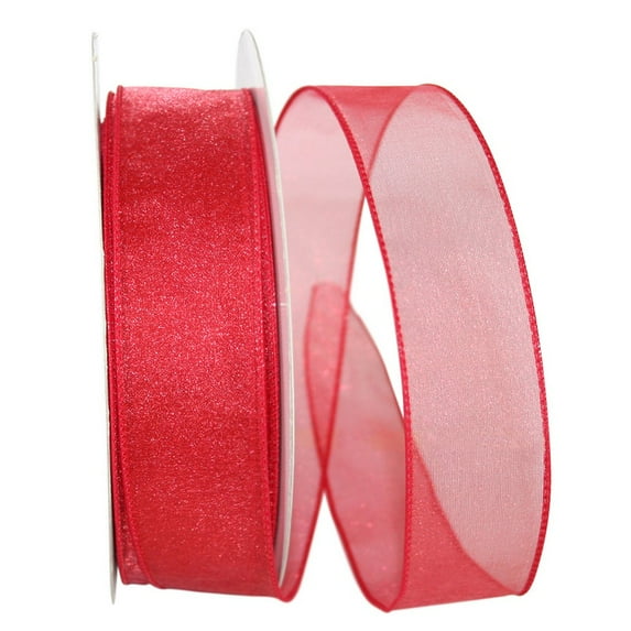 Jam Paper Sheer Wired Ribbon, 1 1/2 Inches X 50 Yards, Watermelon, 1/Pack