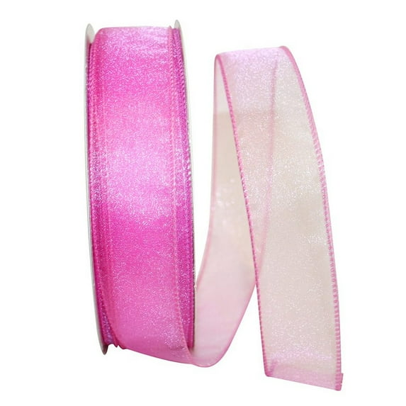 Jam Paper Sheer Wired Ribbon, 1.5 In X 50 Yards, 2/Pack, Azalea