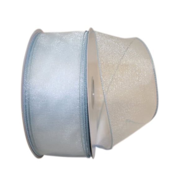 Jam Paper Sheer Wired Ribbon, 2.5 In X 50 Yards, 2/Pack, Light Blue