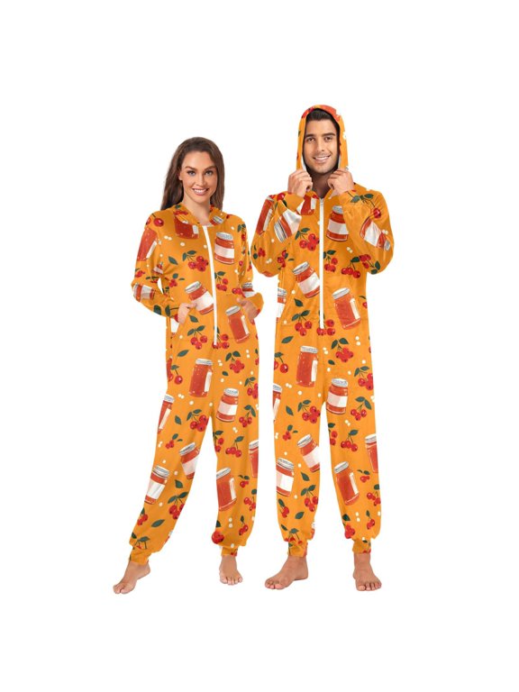 Jam Pattern Adult Onesie Pajamas for Men and Women Ultra Soft One Piece Loungewear Medium