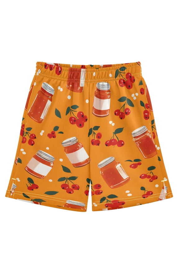 Jam Pattern Athletic Shorts Breathable with Comfort Fit Drawstring Casual Sweatshorts X-Small
