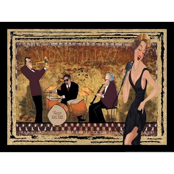 Jam Session I Classic, Retro Midnight Jazz Band; One 24X18 Poster Print