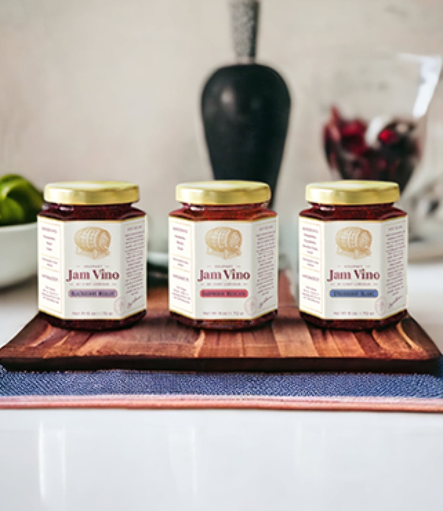 JAM Jam Vino Classic 3-Pack, Wine-Infused Jams, Blackberry Merlot