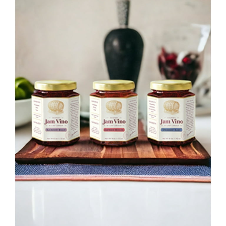 Jam Vino Classic 3-Pack, Wine-Infused Jams, Blackberry Merlot