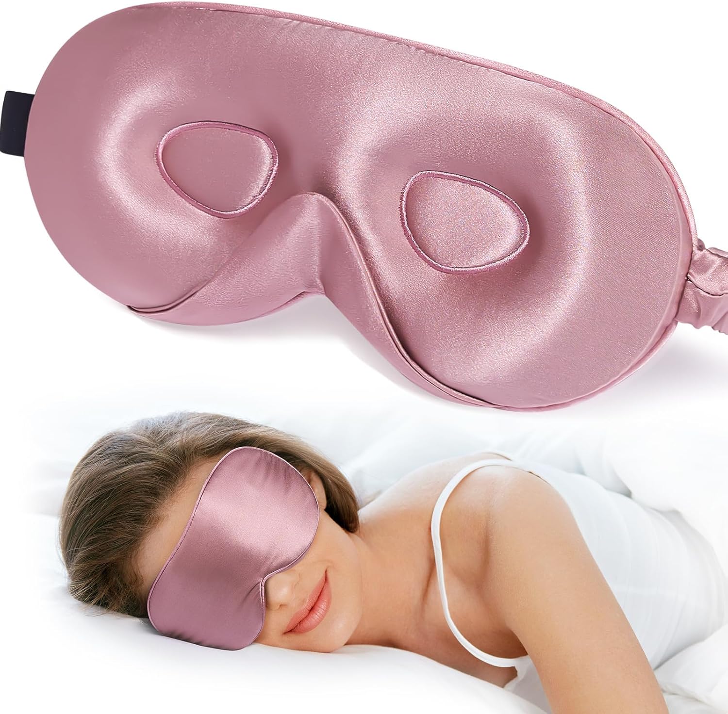 JamY Home 100% 22 Momme Mulberry Silk Sleep Mask - 3D Contoured Eye ...