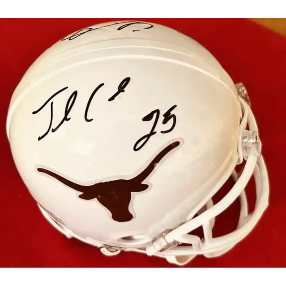 Jamaal Charles and Limas Sweed autographed Texas Longhorns mini helmet JSA