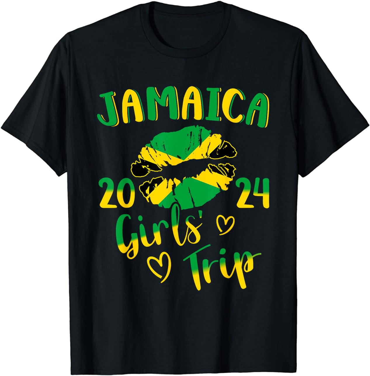 Jamaica 2024 girls trip with jamaican flag and kiss lips TShirt