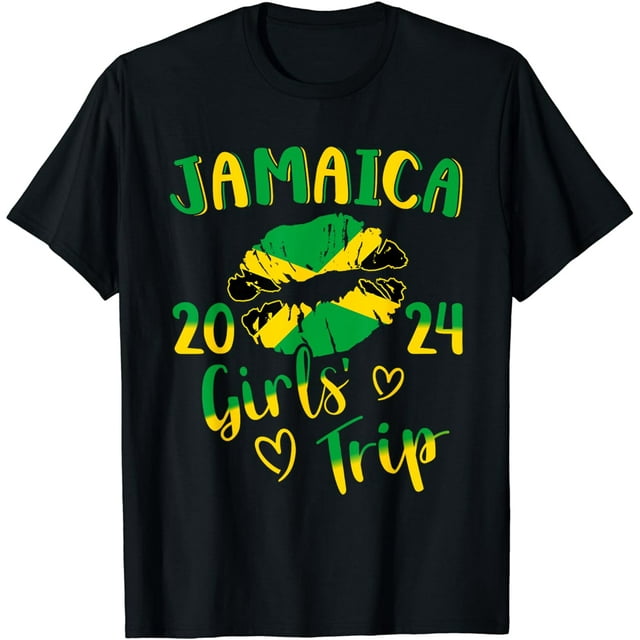 Jamaica 2024 girls trip with jamaican flag and kiss lips T-Shirt ...