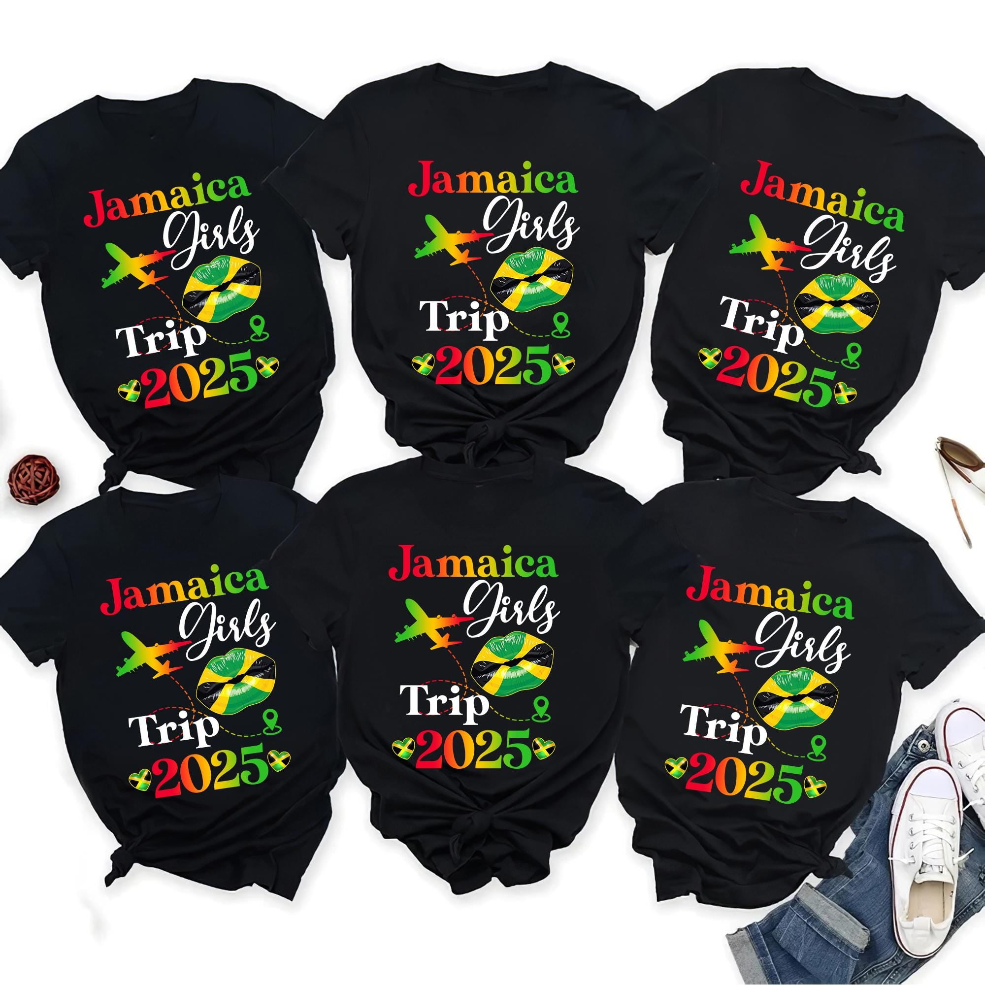 Girl's Trip 2025 V-Neck T-Shirt – Best Friends Vacation Tee, Soft Short-Sleeve Top For Women - View #8