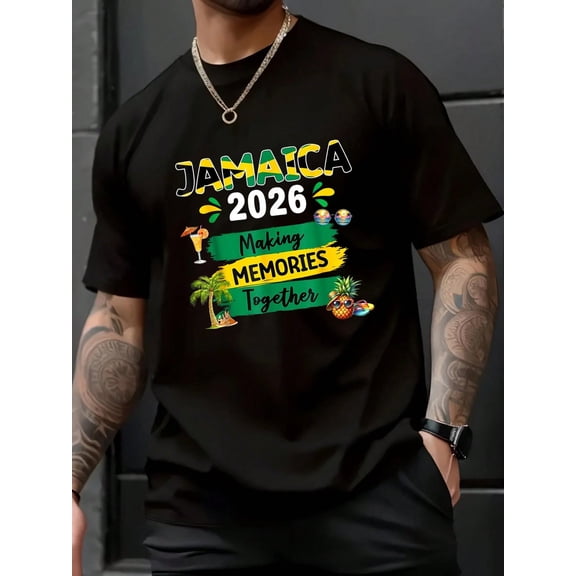 Jamaica 2026 Vacation Trip Matching Family Squad Group T-Shirt - 100% Cotton Graphic Tees Men,Relaxed Fit Clothing For All Seasons