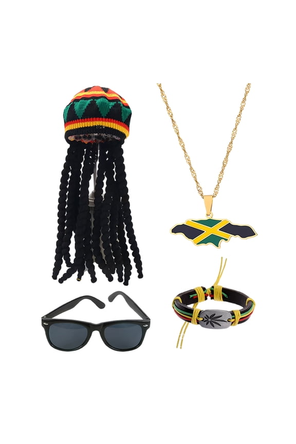 Jamaica African Jewelry for Black Women,Rastafarian African Bead Wooden Earrings Necklace Flower Crowns