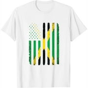 Jamaica American Flag 4th of July Patriots USA Jamaican Flag Womens T-Shirt White S