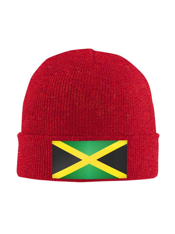 Jamaica Beanie Hat Knit Hat Skull Cap for Men Women Winter Hat Red
