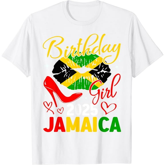 Jamaica Birthday Girls 2025 Birthday Party Squad Girls Trip T-Shirt100% cotton