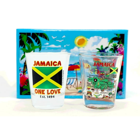 Jamaica Caribbean Boxed Shot Glass Set (Set of 2)