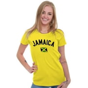 Jamaica Country Flag Soccer Fan Pride Women's T Shirt Ladies Tee Brisco Brands 2X