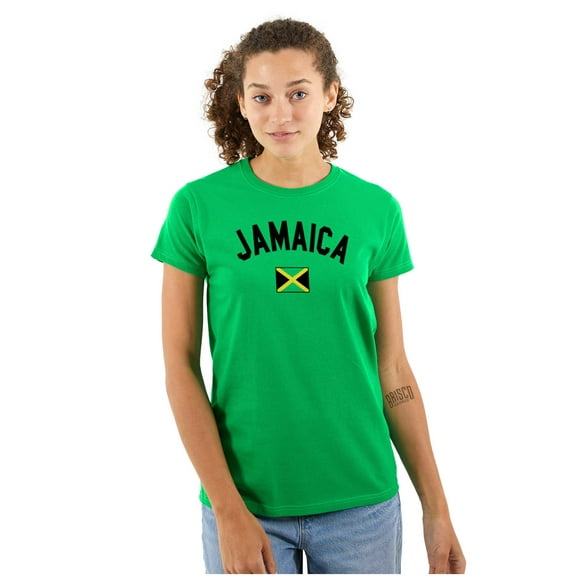 Jamaica Country Flag Soccer Fan Pride Womens Slim Fit Graphic Tee Brisco Brands S