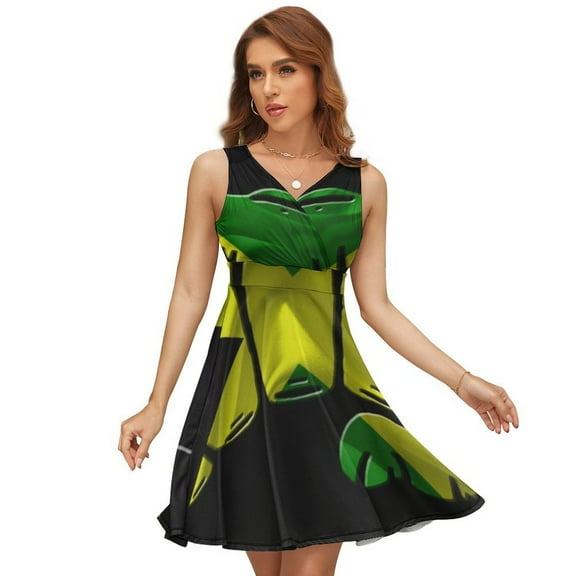 Jamaica Dress Summer Street Style Dresses Female Sleeveless Printed Sundress