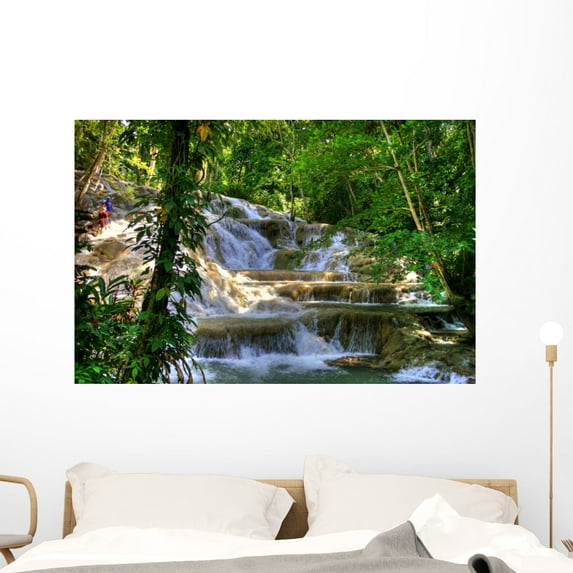 Jamaica Dunn River Waterfalls Wall Mural by Wallmonkeys Peel and Stick Graphic (48 in W x 32 in H) WM126034