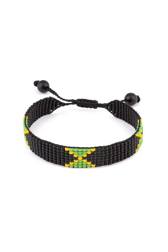 Jamaica Flag Bracelet: Handmade Bracelet,Adjustable Beaded Boho-Style Rope Bangle with Patriotic Design