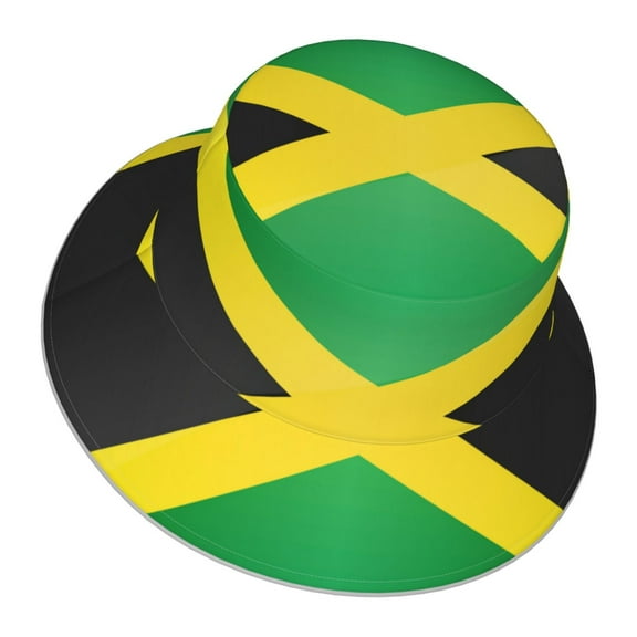 Jamaica Flag Bucket Hat With Reflective Stripe For Men Women Reversible Outdoor Travel Hiking Beach Caps