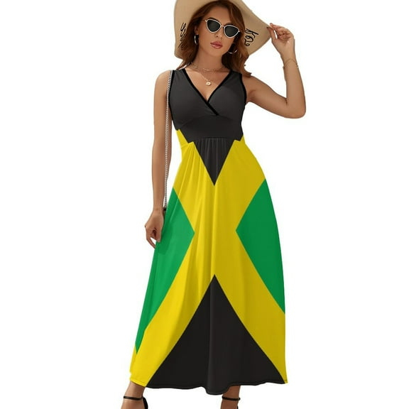 Jamaica Flag Dress Fashion Boho Beach Long Dresses Female Party Printed Maxi Dress