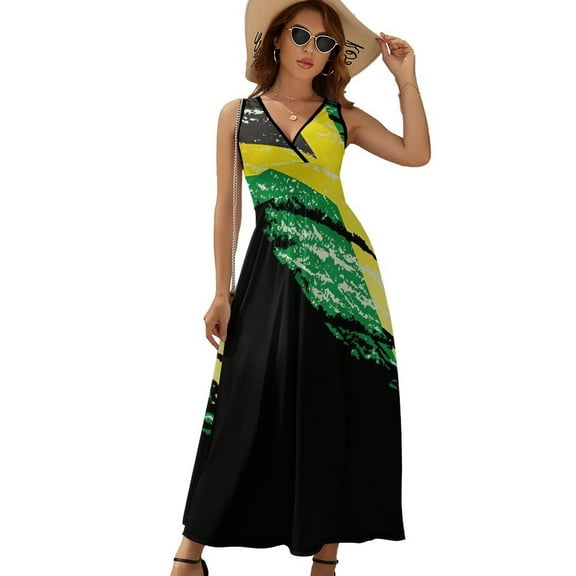 Jamaica Flag Dress Fashion Boho Beach Long Dresses Female Party Printed Maxi Dress
