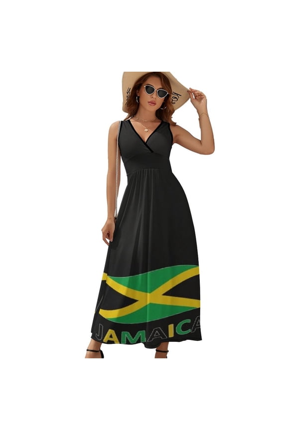 Jamaica Flag Jamaica Logo Dress Fashion Boho Beach Long Dresses Female Party Printed Maxi Dress