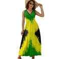 thumbnail image 1 of Jamaica Flag, Jamaican Flag Dress Summer Street Style Bohemia Long Dresses Female Sleeveless Printed Maxi Dress, 1 of 9