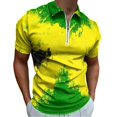 thumbnail image 1 of Jamaica Flag, Jamaican Flag Men Zipper T-shirt Summer Casual Short Sleeve T-shirt Top, 1 of 7