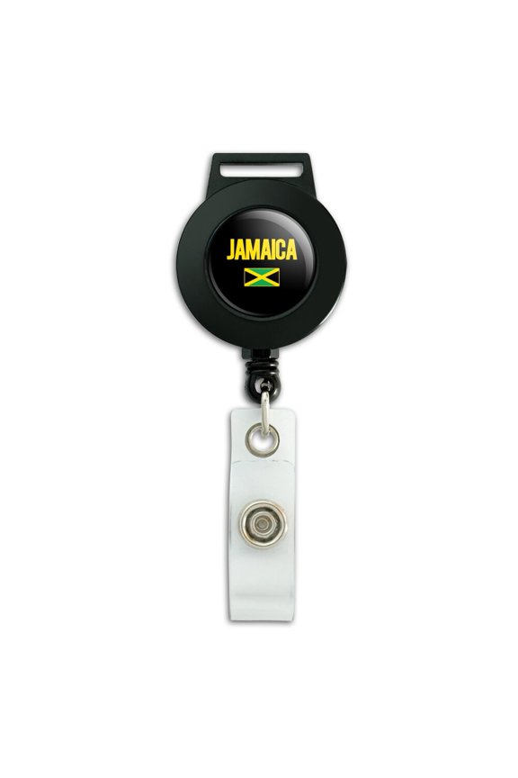 Jamaica Flag Lanyard Retractable Reel Badge ID Card Holder