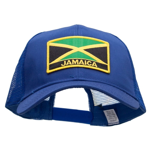 Jamaica Flag Letter Patched Big Size Solid Cotton Twill High Profile Mesh Pro Style Cap - Royal XL-3XL