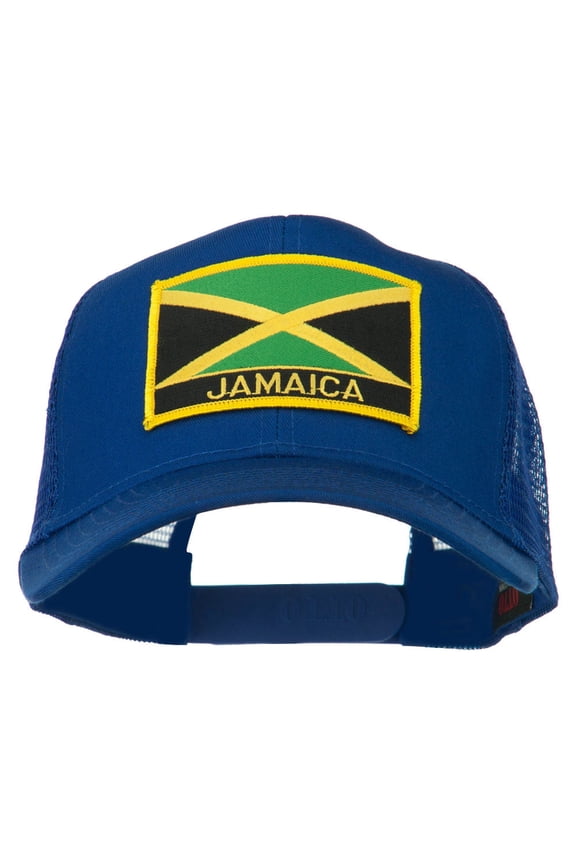 Jamaica Flag Letter Patched Mesh Back Cap - Royal OSFM