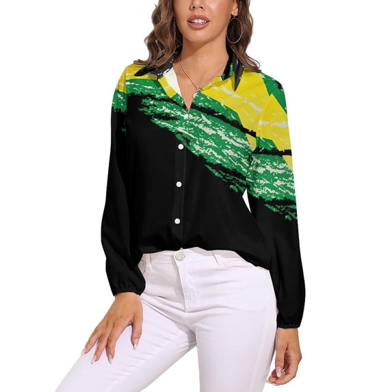 Jamaica Flag Long Sleeve Blouse Woman Streetwear Casual Shirts Summer Oversize Woman Streetwear Clothing Birthday Present