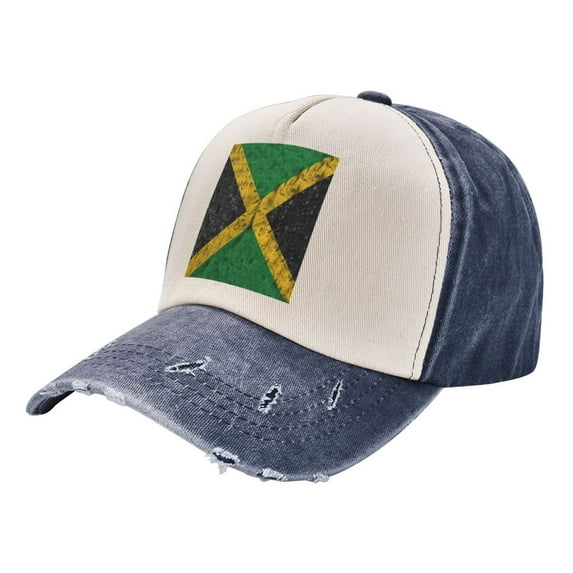 Jamaica Flag Proud Jamaicans Baseball Cap Distressed Adjustable Vintage Cotton Denim Hat for Women Men