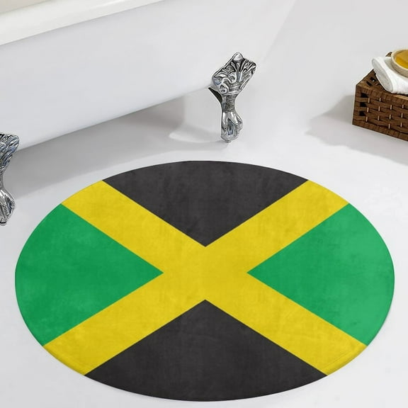 Jamaica Flag Round Carpet Circle Rug Outdoor Patio Area Rug Washable Large Area Rugs Hallway Room Decor Fitness Mats
