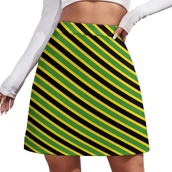 Jamaica Flag Skirt Lady National Celebration Modern Mini Skirts Summer Streetwear High Wai