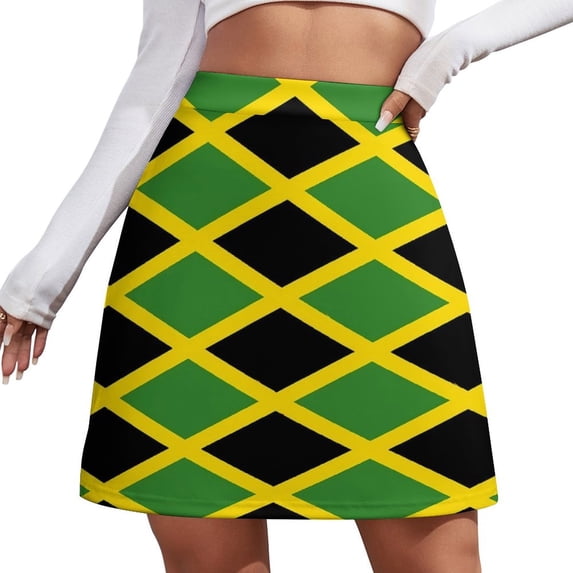 Jamaica Flag Skirt Lady National Celebration Modern Mini Skirts Summer Streetwear High Wai