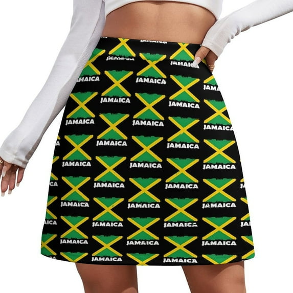 Jamaica Flag Skirt Lady National Celebration Modern Mini Skirts Summer Streetwear High Wai