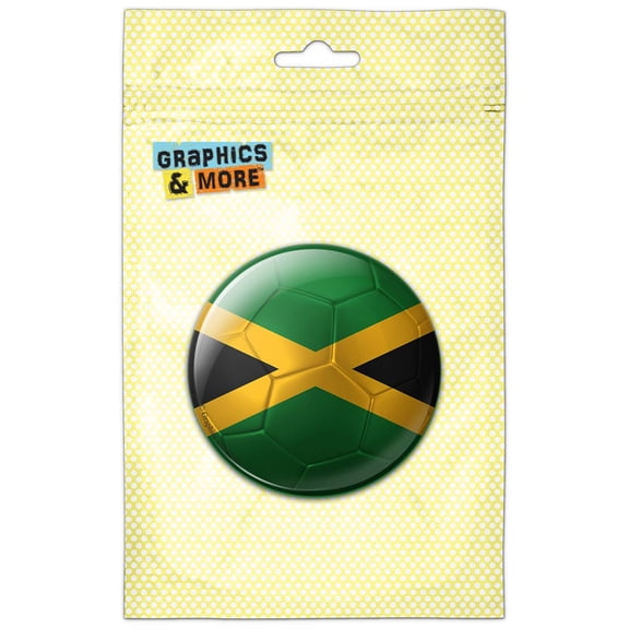 Jamaica Flag Soccer Ball Futbol Football Pinback Button Pin Badge