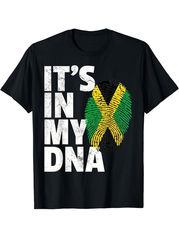 Jamaica Flag T Shirt Jamaican Pride DNA Men Women Kids T-Shirt Black X-Large