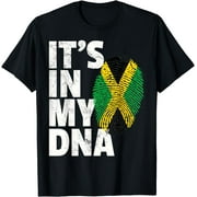 Jamaica Flag T Shirt Jamaican Pride DNA Men Women T-Shirt Black 3X-Large