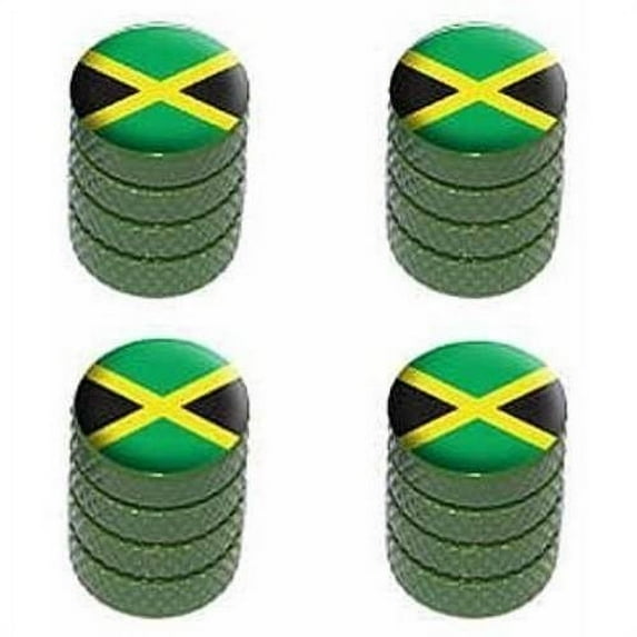 Jamaica Flag Tire Rim Wheel Aluminum Valve Stem Caps, Multiple Colors